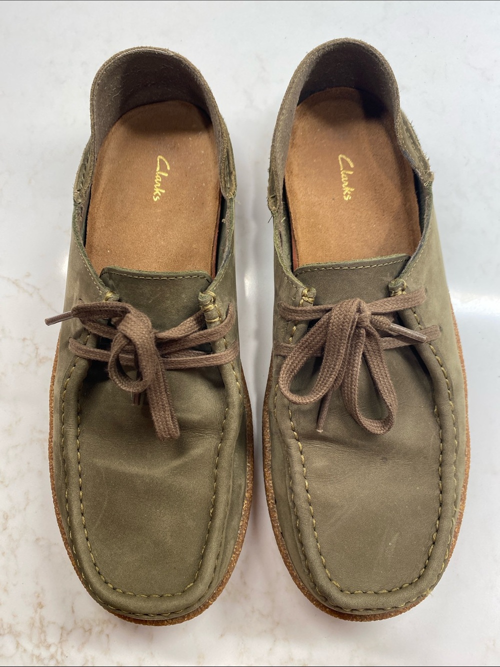 Clarks Pilton Wallabee Granola Gorpcore Moc Toe Shoes Men’s US 9 Olive Nubuck